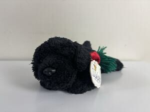 Vtg 2001 Wishpets Black Black Puppy Dog Plush Bean Bag Tag Attached